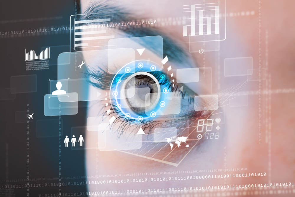 Future woman with cyber technology eye panel concept-3